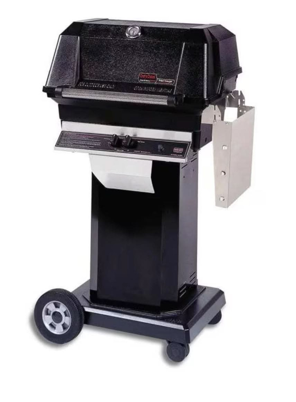 MHP JNR4DD - 37-Inch 2-Burner On Black Cart Grill with Stainless Steel Shelves and Stainless Grids - Liquid Propane Gas - JNR4DD-P + OCOLB + OM-P