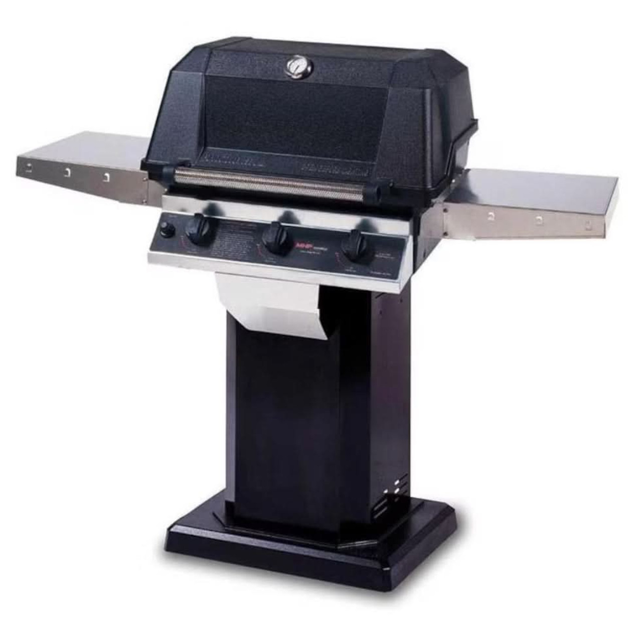 MHP Tri-Burn W3G4DD - 57-Inch 3-Burner on Black Patio Base Grill with Sear Magic Grids - Liquid Propane Gas - W3G4DD-PS + OCOLB + OP-P