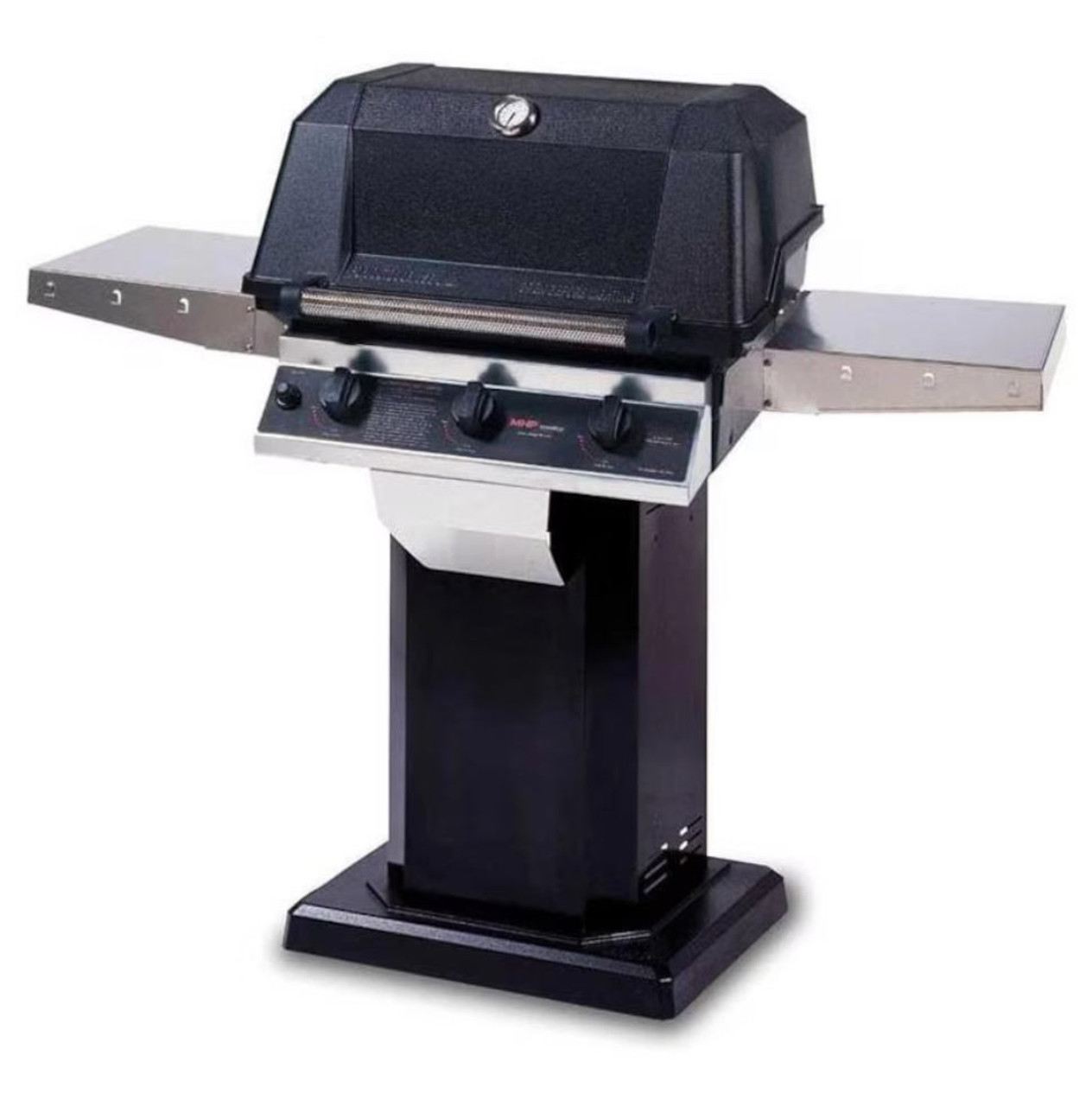MHP Tri-Burn W3G4DD - 57-Inch 3-Burner on Black Patio Base Grill with Sear Magic Grids - Liquid Propane Gas - W3G4DD-PS + OCOLB + OP-P