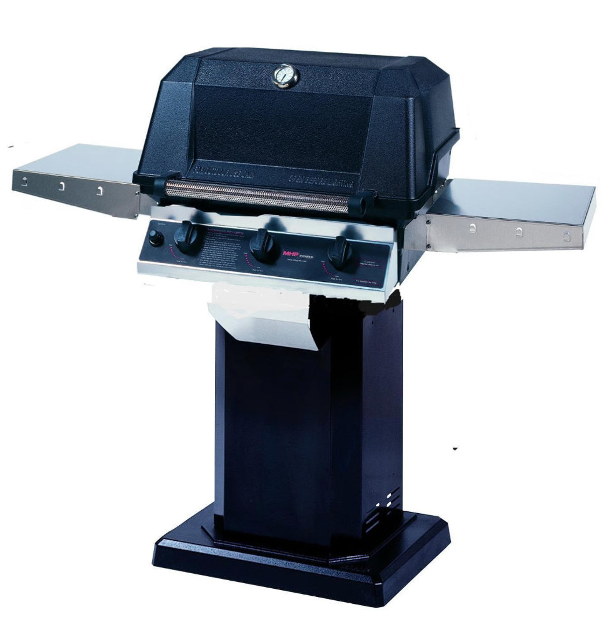 MHP WHRG4DD - 57-Inch 3-Burner Hybrid Black Patio Base Grill with Sear Magic Grids - Natural Gas - WHRG4DD-NS + OCOLB + OP-N