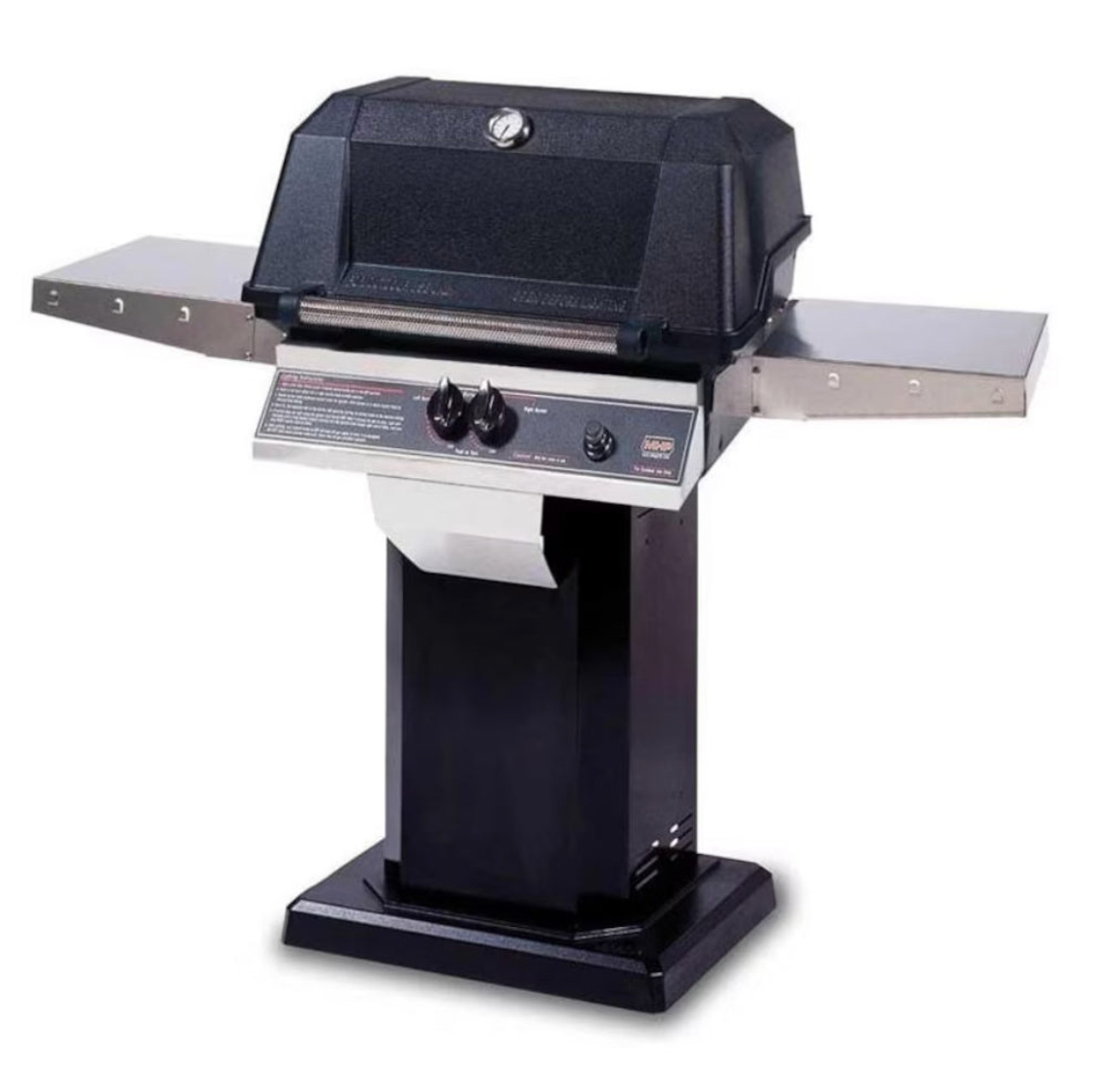 MHP WNK4DD  - 57-Inch 2-Burner Black Patio Base Grill with Stainless Steel Shelves and Stainless Grids - Natural Gas - WNK4DD-N + OCOLB + OP-N