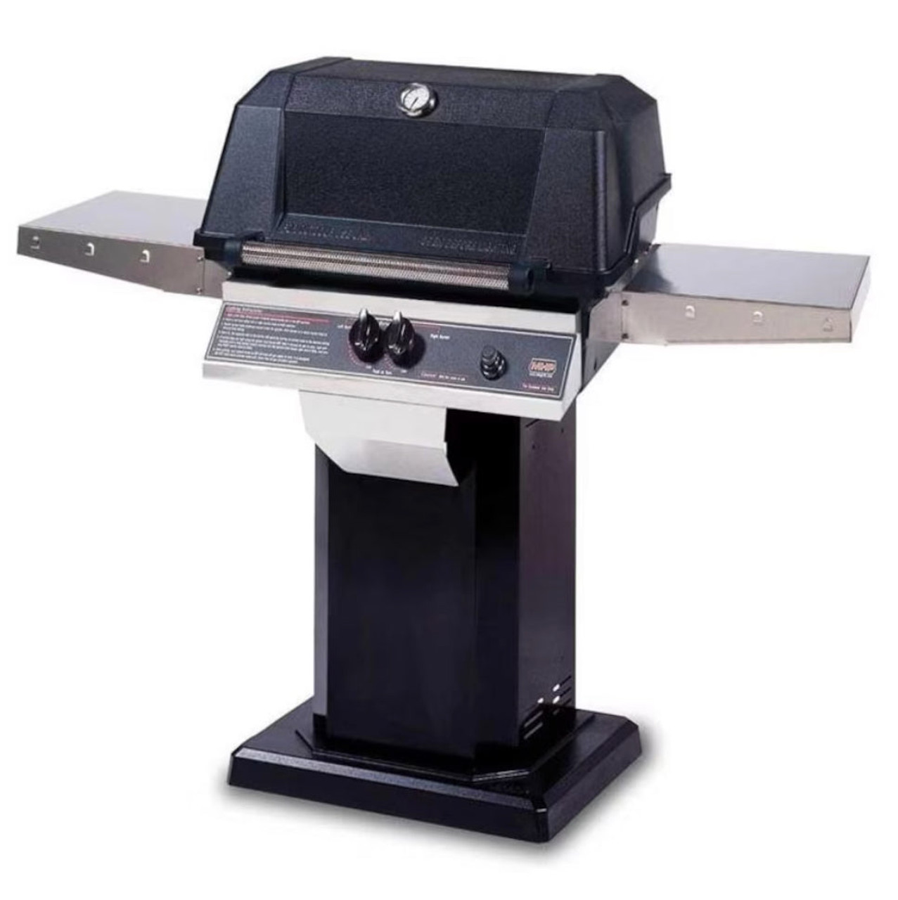 MHP WNK4DD - 57-Inch 2-Burner Black Patio Base Grill with Stainless Steel Shelves and Sear Magic Grids - Natural Gas - WNK4DD-NS + OCOLB + OP-N