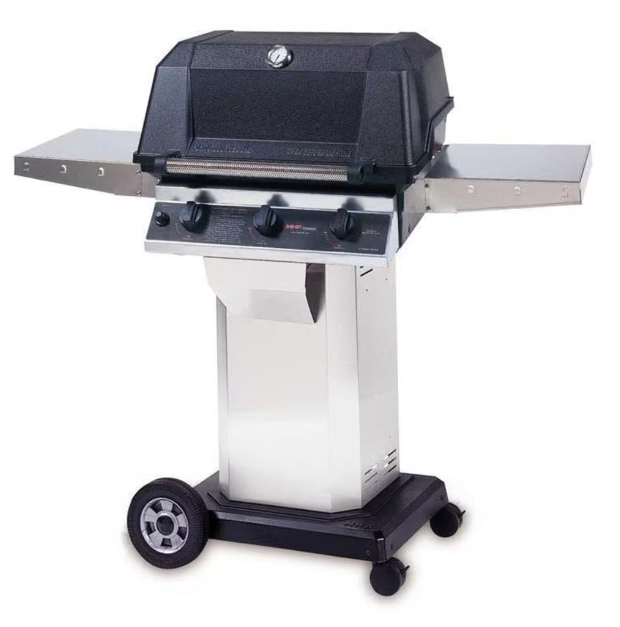 MHP Tri-Burn W3G4DD - 57-Inch 3-Burner on Stainless Cart Grill With SearMagic Grids - Liquid Propane - W3G4DD-PS + OCOL + OM-P