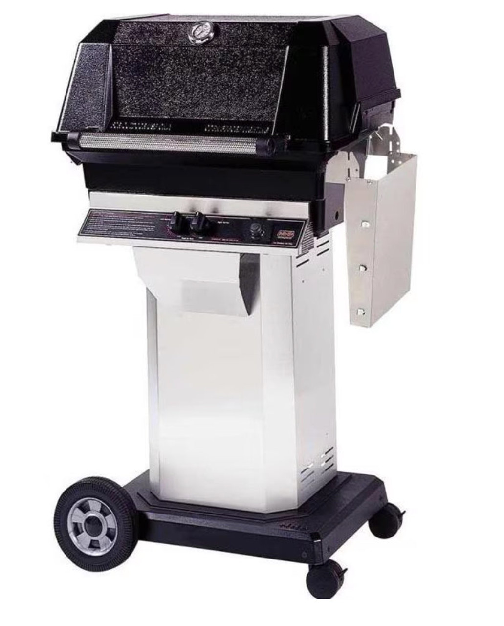 MHP JNR4DD - 37-Inch 2-Burner Stainless Cart Grill with Stainless Steel Shelves and Stainless Grids - Natural Gas - JNR4DD-N + OCOL + OM-N