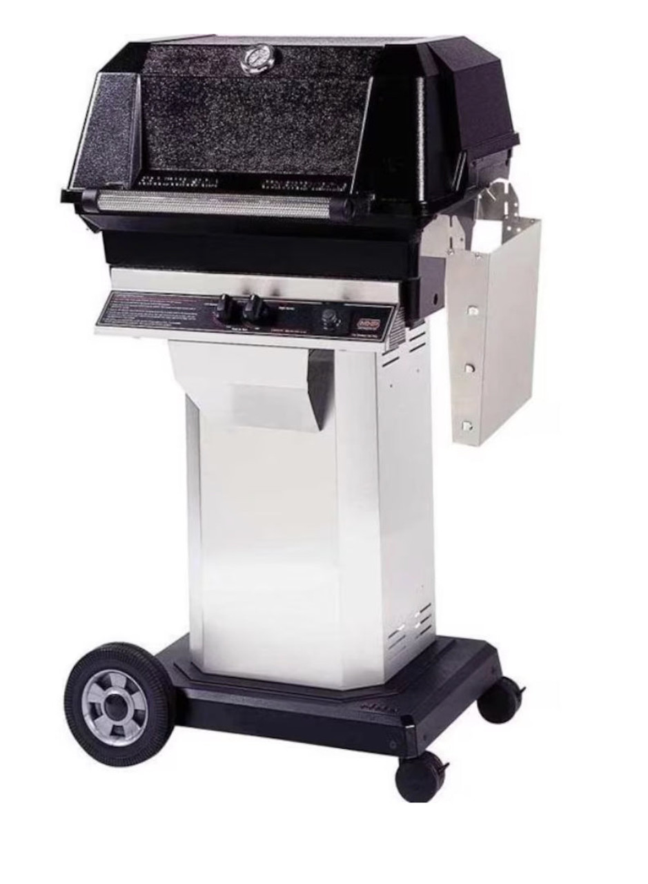 MHP JNR4DD - 37-Inch 2-Burner Stainless Cart Grill with Stainless Steel Shelves and SearMagic Grids - Natural Gas - JNR4DD-NS + OCOL + OM-N