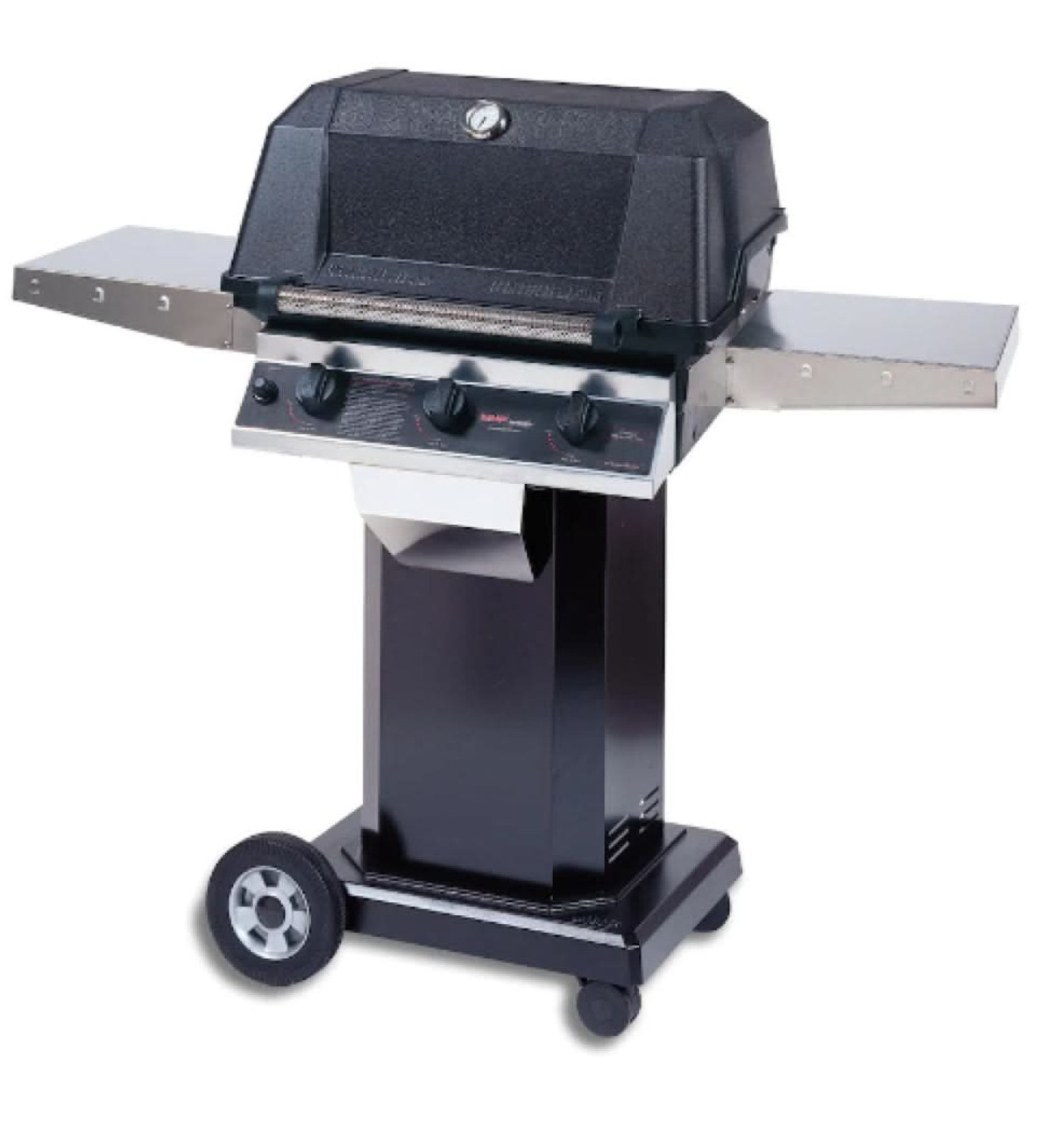 MHP WHRG4DD - 57-Inch 3-Burner Hybrid  Black Cart Grill with SearMagic Grids - Propane Gas - WHRG4DD-PS + OCOLB + OM-P