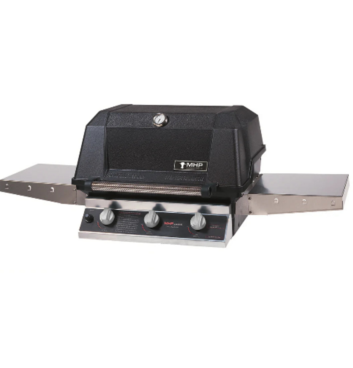 MHP WHRG4DD - 57-Inch 3-Burner Hybrid Stainless Patio Base Grill with SearMagic Grids and Hybrid Burners - Liquid Propane Gas - WHRG4DD-PS + OCOL + OP-P