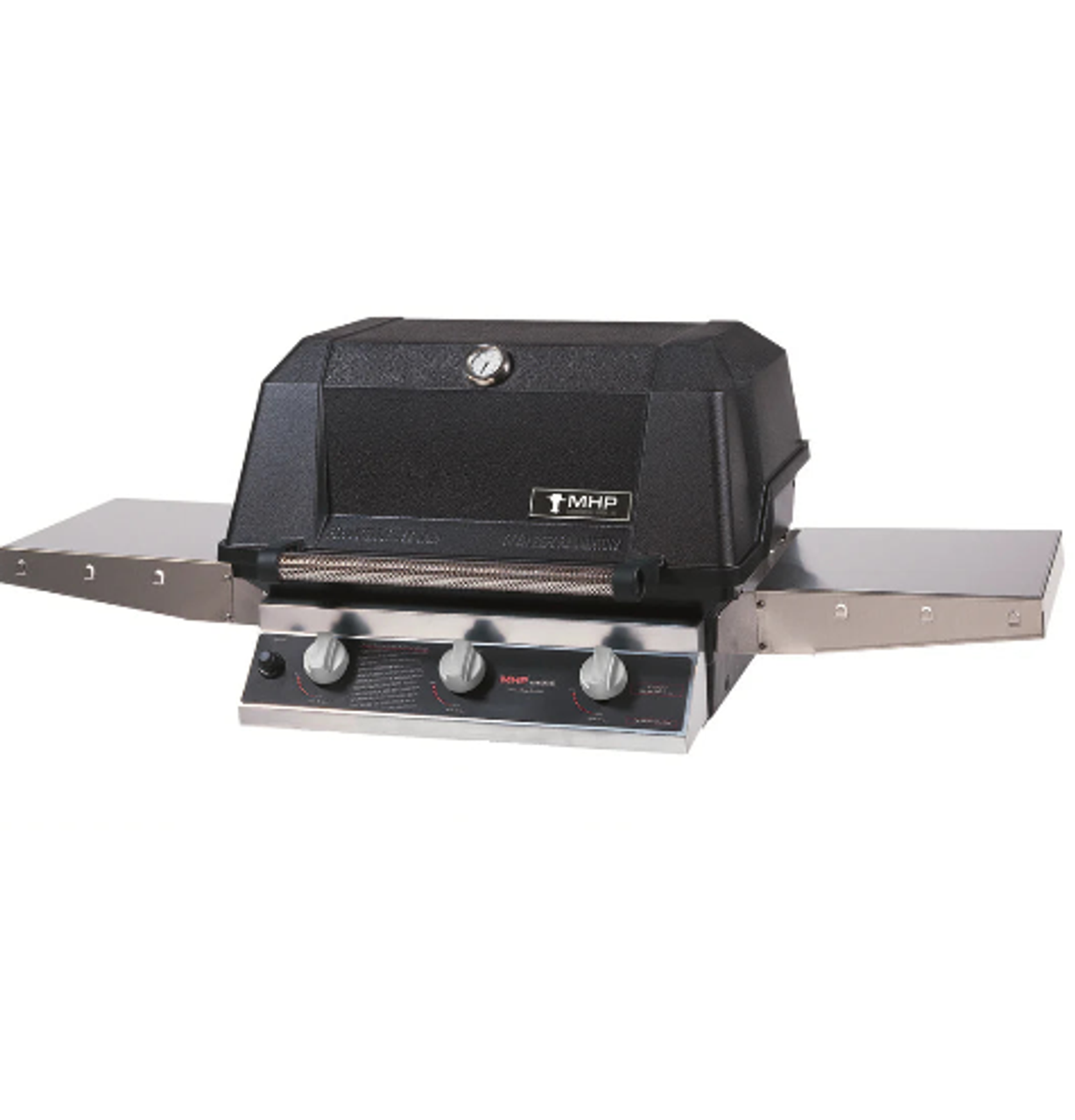 MHP WHRG4DD - 57-Inch 3-Burner Hybrid Stainless Patio Base Grill with SearMagic Grids and Hybrid Burners - Liquid Propane Gas - WHRG4DD-PS + OCOL + OP-P