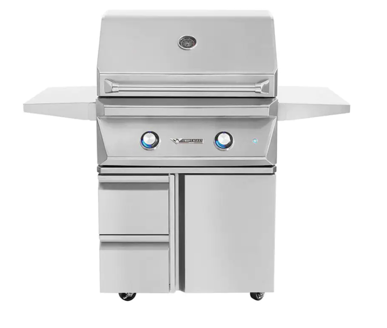 Twin Eagles Breakfast Club - 30-Inch - Liquid Propane Gas + 30" Grill Base, w/ Storage Drawers, Single Door - TEBC30-CL + TEGB30SD-B