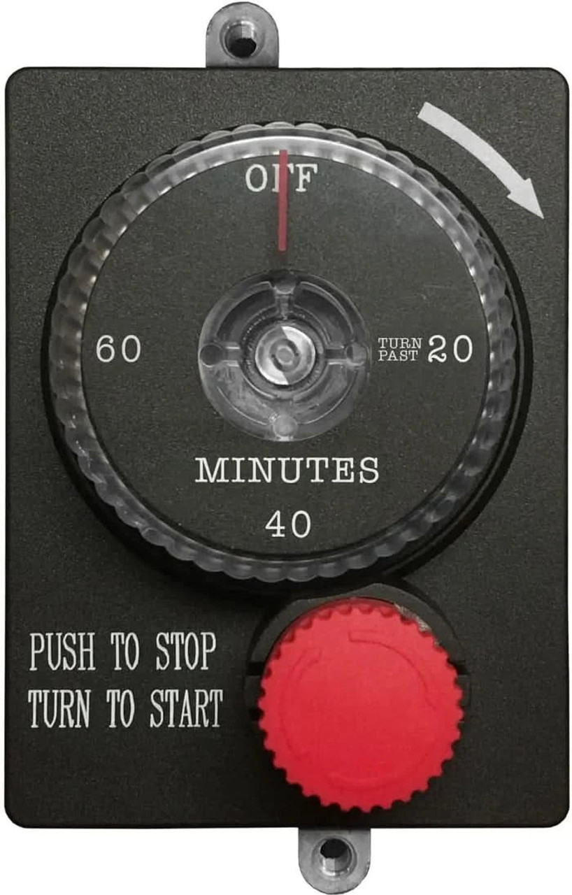 TrueFlame Mechanical Timer with Manual Emergency Shut-Off. 1 Hour Countdown Timer- TF-ESTOP1-0H