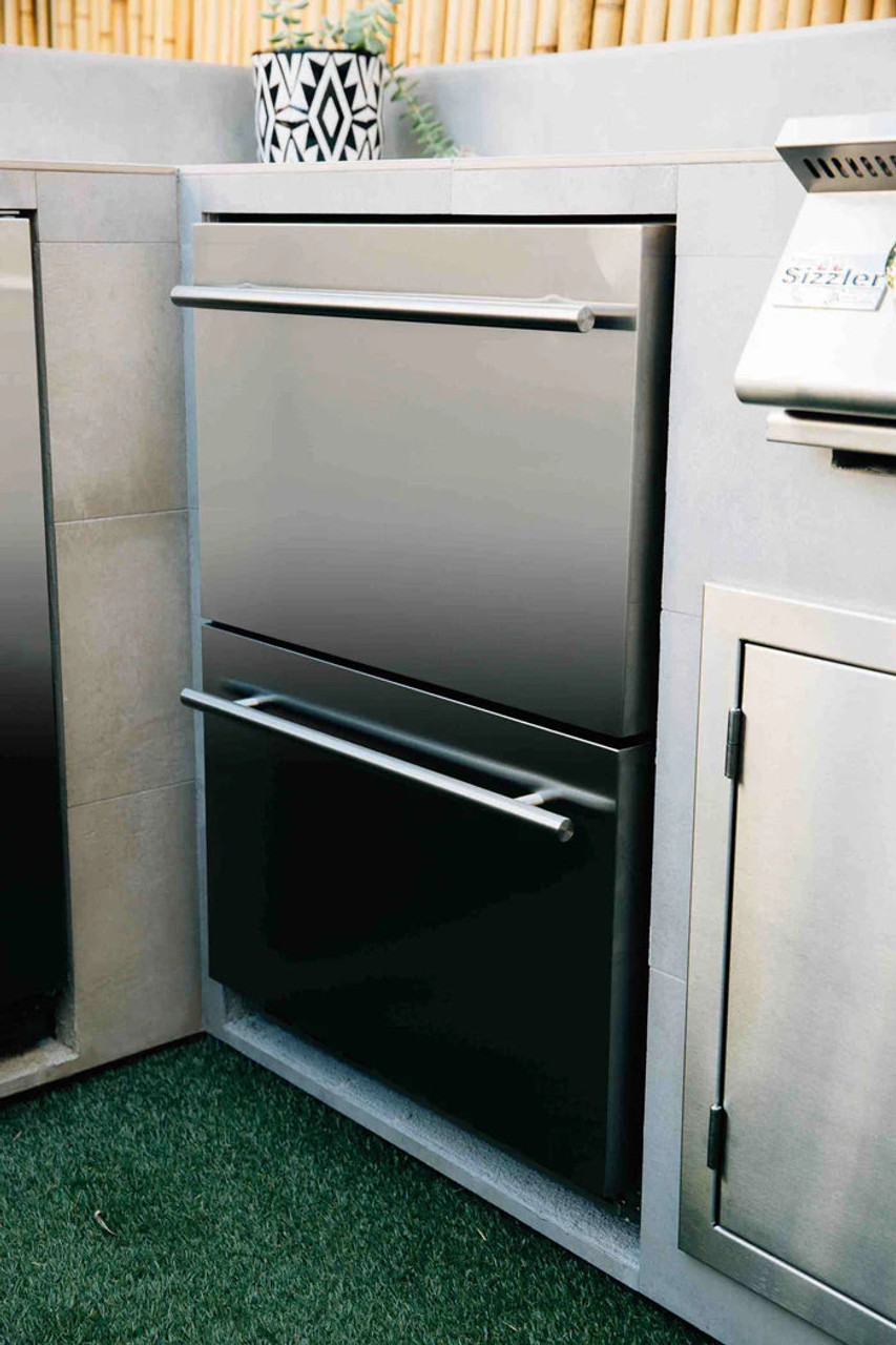 TrueFlame 24" 5.3C Deluxe Outdoor Rated 2-Drawer Fridge- TF-RFR-24DR2