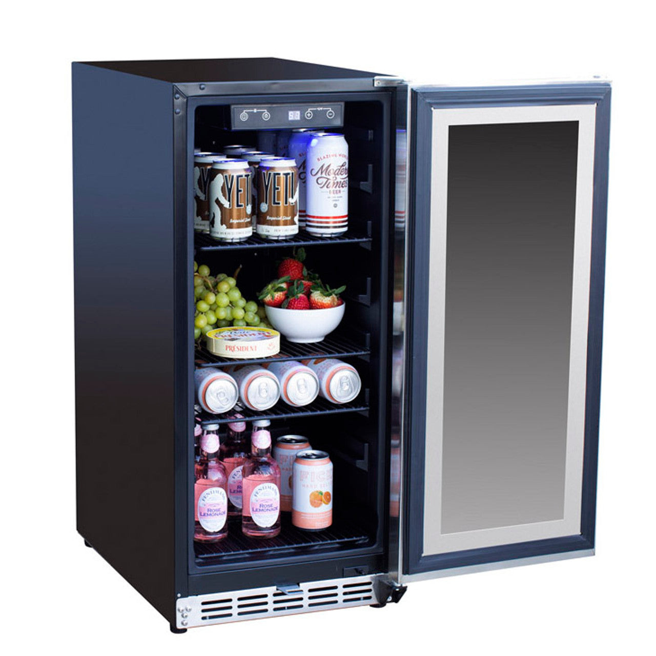 TrueFlame 15" Outdoor Rated Fridge w/Glass Door- TF-RFR-15G