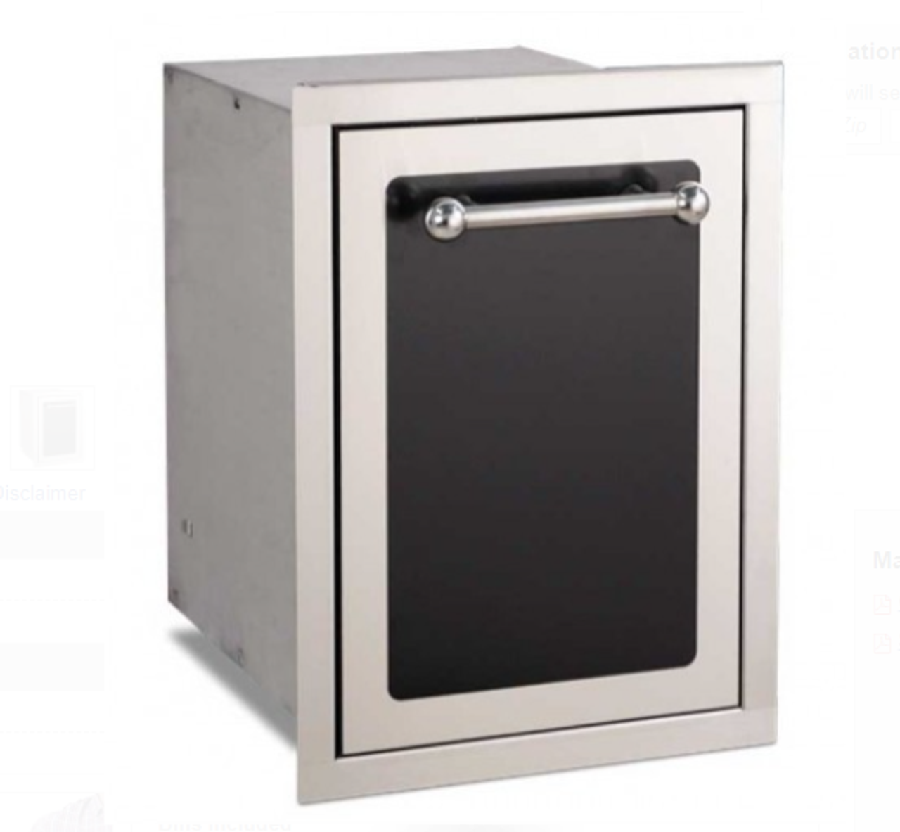 Fire Magic 14-Inch Black Diamond Stainless Steel Roll-Out Trash and Recycling Bin with Soft Close - 53820HTSC