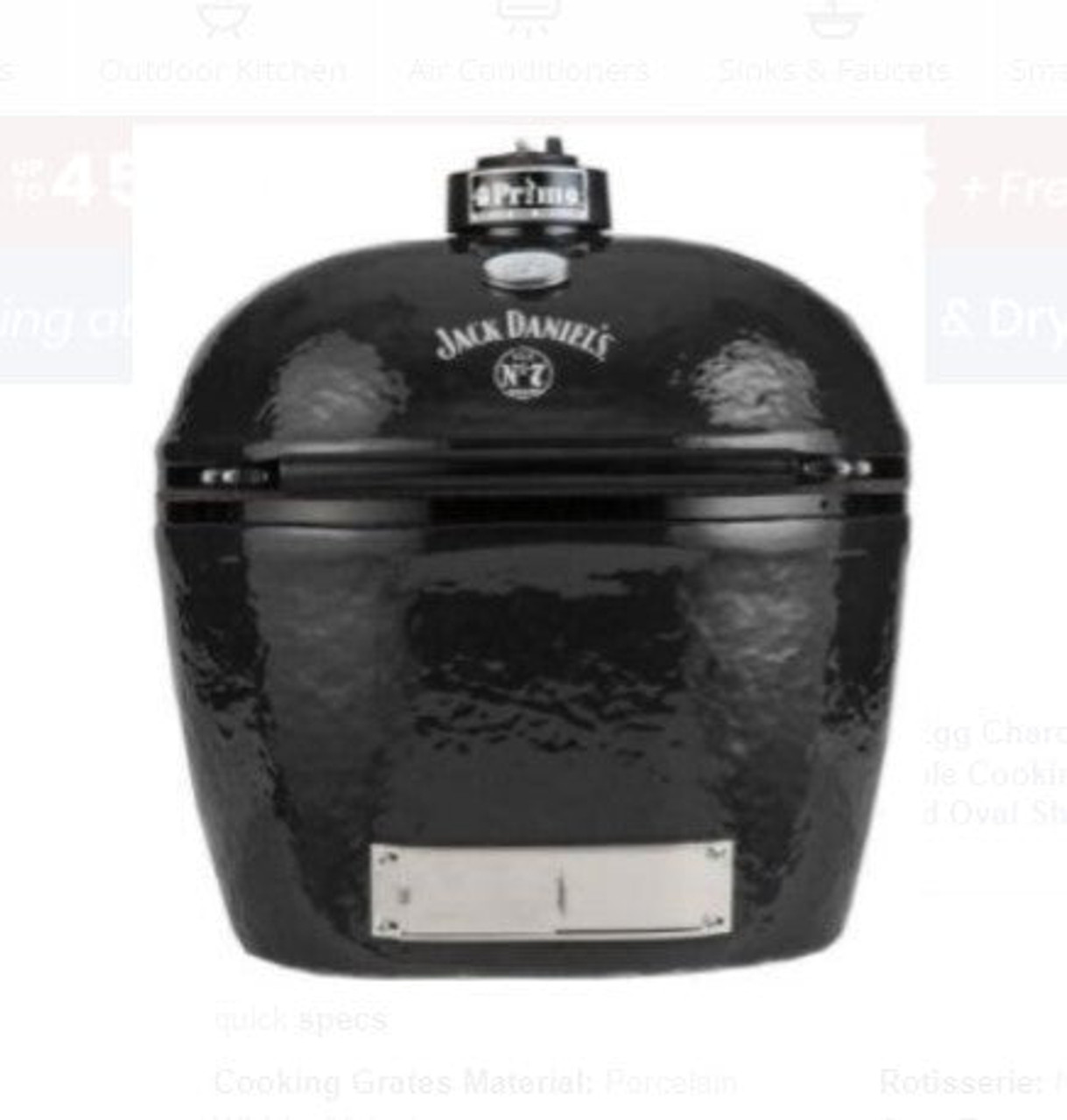 Primo Oval XL 400 Kamado Built-In Grill with Stainless Steel Grates - Charcoal - PGCXLH