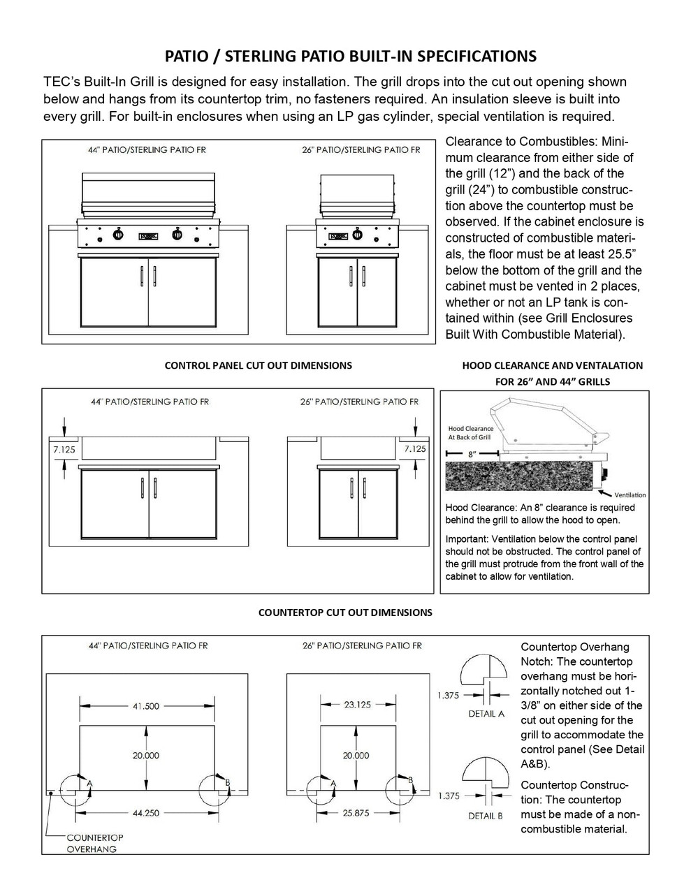 TEC Patio FR - 44-Inch 2-Burner Built-In Infrared Grill - Liquid Propane Gas Open Box - PFR2LP-OB