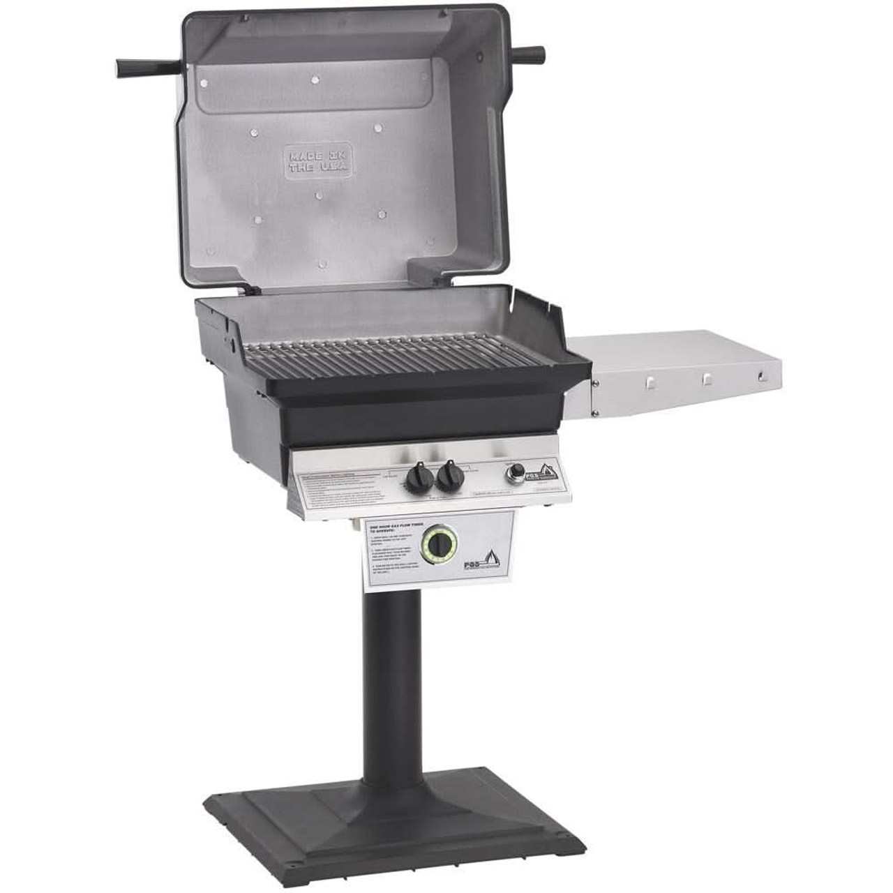PGS T-Series T40 Commercial Cast Aluminum Natural Gas Grill With Timer On Bolt-Down Patio Post - T40NG + AMPB