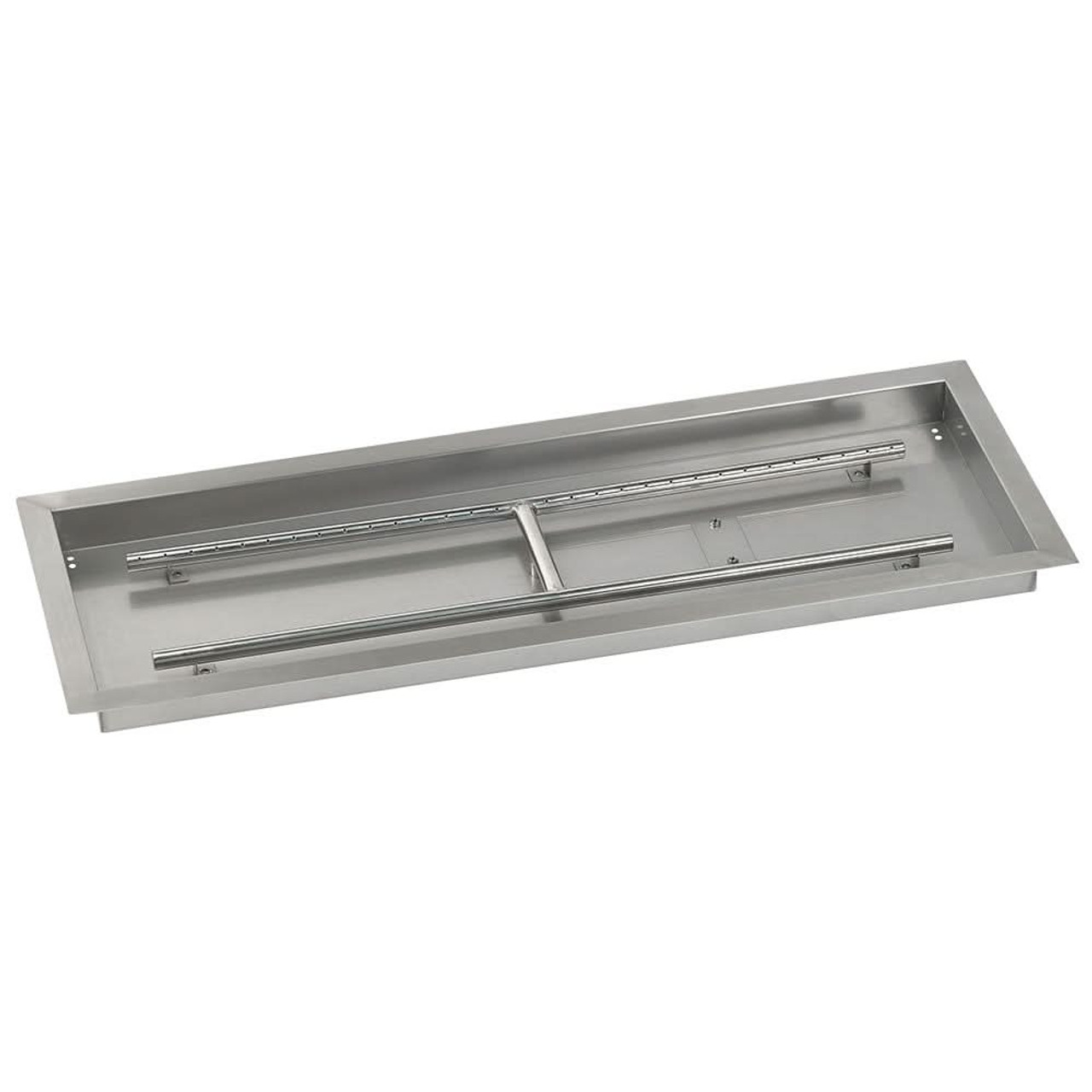 American Fire Glass 36 X 12-Inch Stainless Steel Rectangular Drop-In Pan W/ Built-In Propane Gas H-Burner - SSAFPP36LP