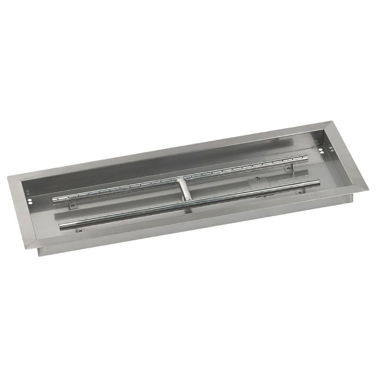 American Fire Glass 30 X 10-Inch Stainless Steel Rectangular Drop-In Pan W/ Built-In Propane Gas H-Burner - SSAFPP30LP