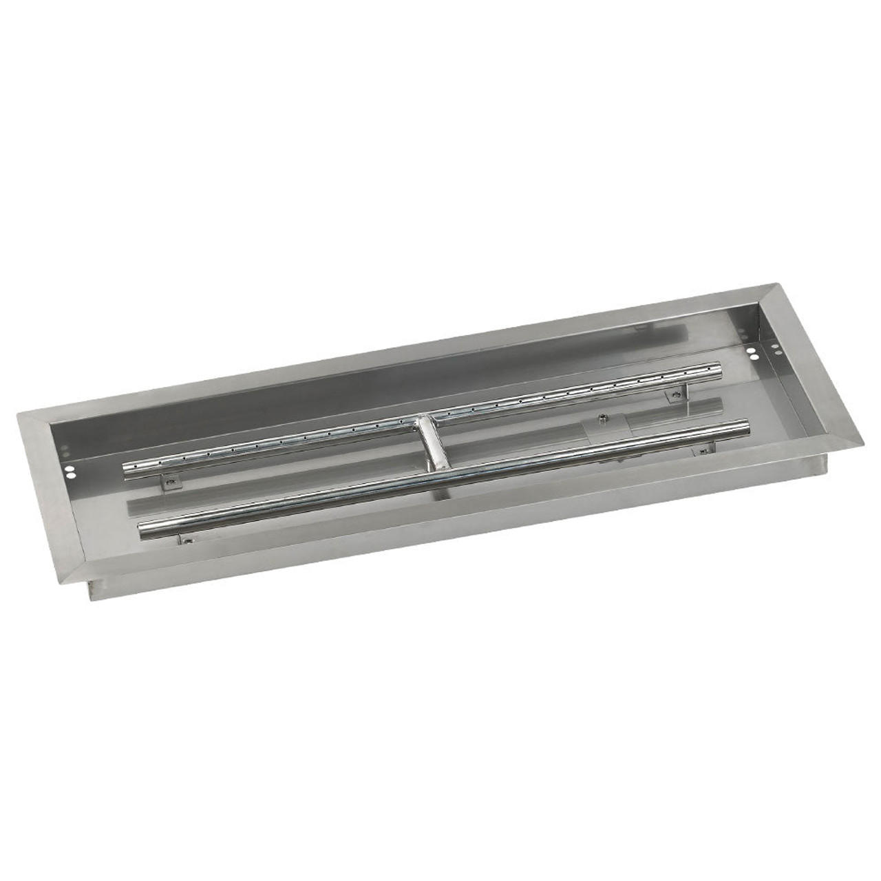 American Fire Glass 30 X 10-Inch Stainless Steel Rectangular Drop-In Pan W/ Built-In Propane Gas H-Burner - SSAFPP30LP