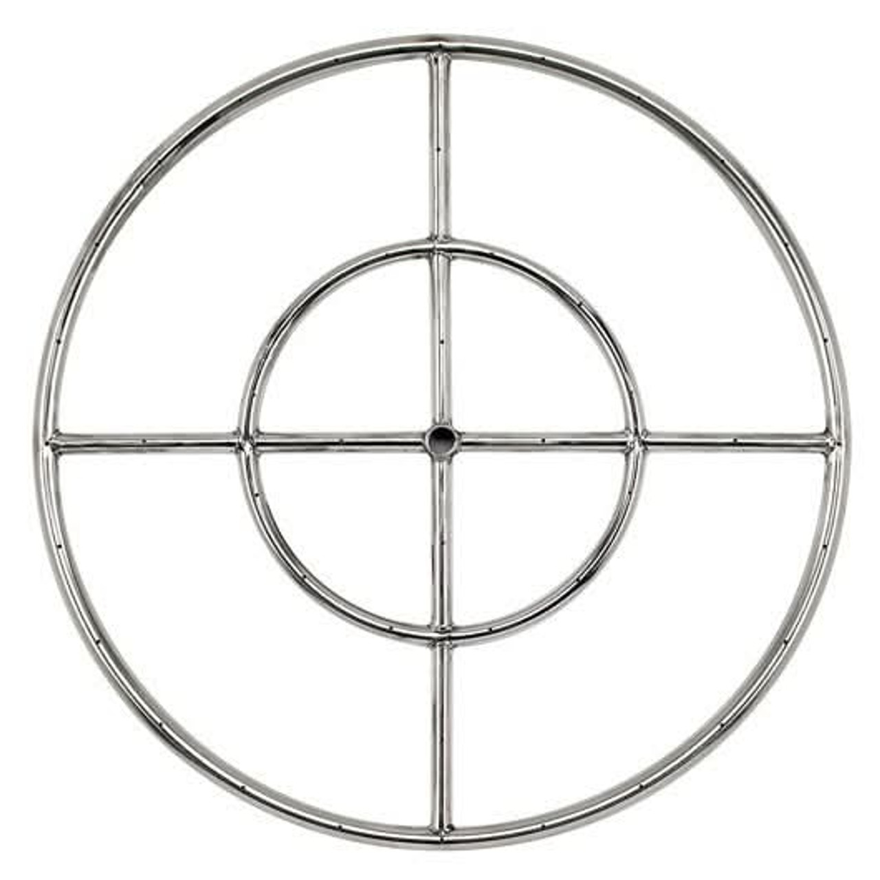 American Fire Glass 24-Inch Stainless Steel Double-Ring Propane Gas Burner W/ 1/2-Inch Inlet - SSFR24LP