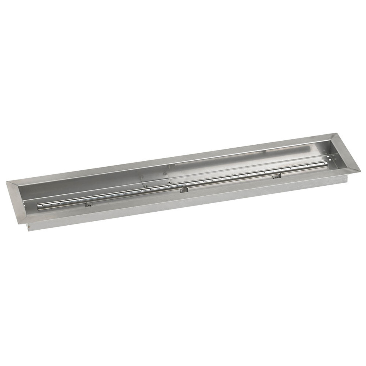 American Fireglass 72 X 6-Inch Stainless Steel Linear Drop-In Fire Pit Pan W/ Built-In Propane Gas H-Burner - SSLCB72LP