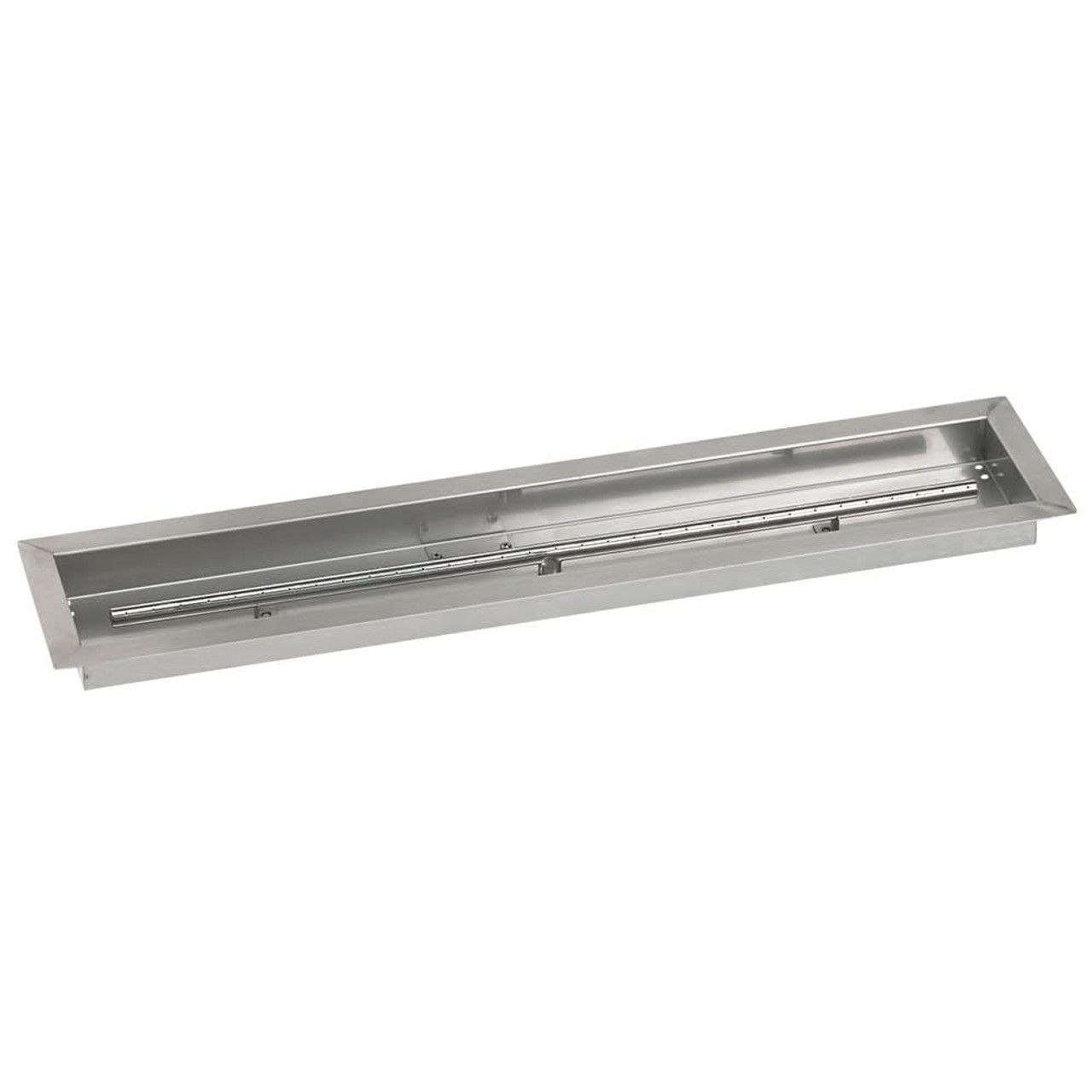 American Fireglass 72 X 6-Inch Stainless Steel Linear Drop-In Fire Pit Pan W/ Built-In Propane Gas H-Burner - SSLCB72LP