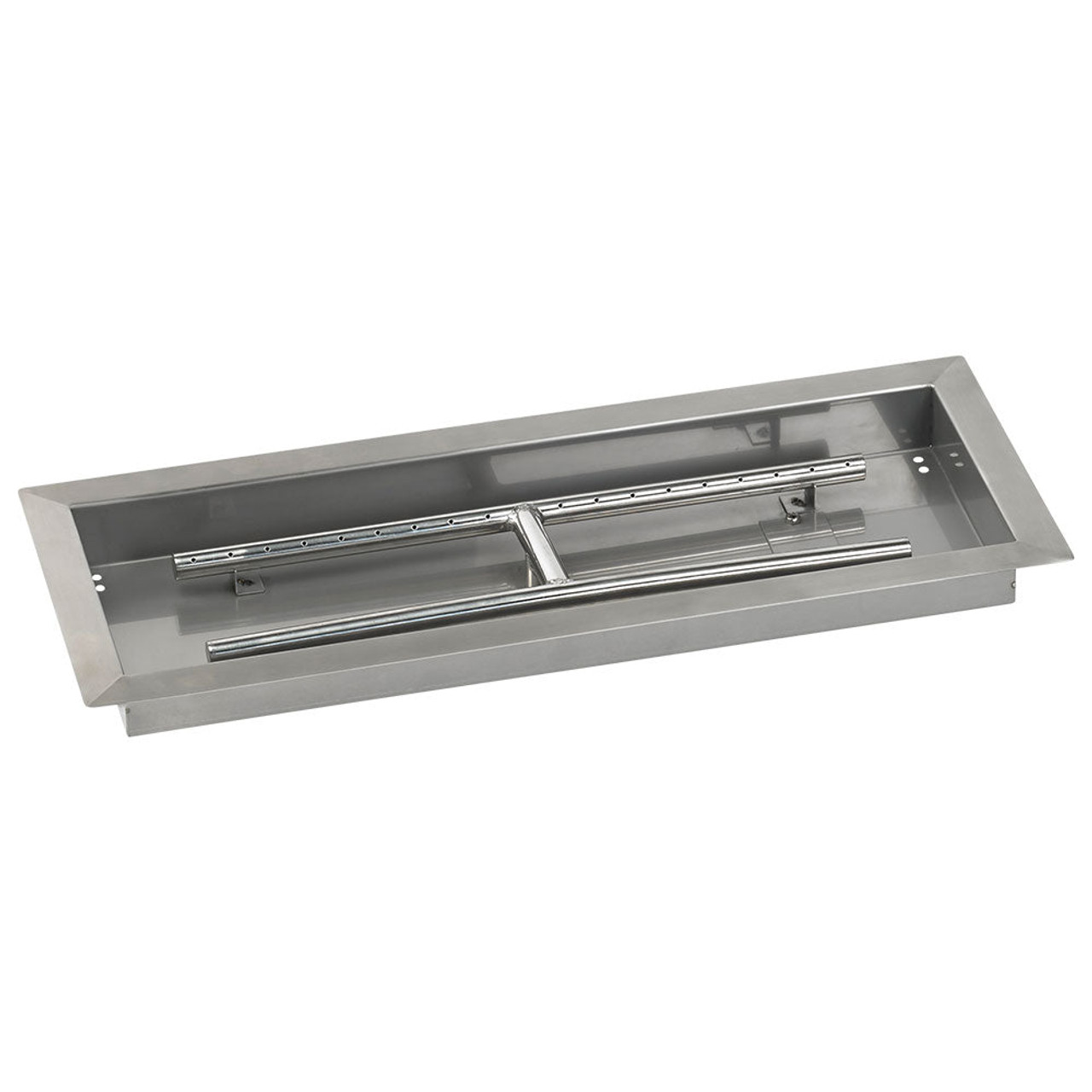 American Fire Glass 24 X 8-Inch Stainless Steel Rectangular Drop-In Pan W/ Built-In Propane Gas H-Burner -  SSAFPP24LP