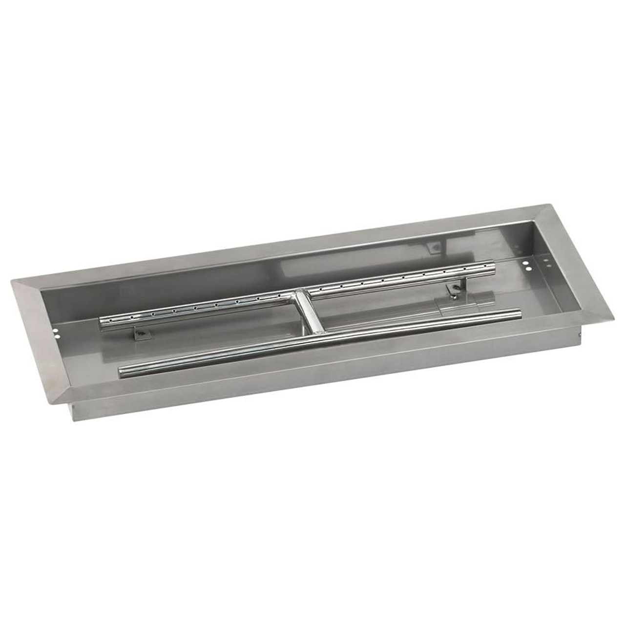 American Fire Glass 24 X 8-Inch Stainless Steel Rectangular Drop-In Pan W/ Built-In Propane Gas H-Burner -  SSAFPP24LP