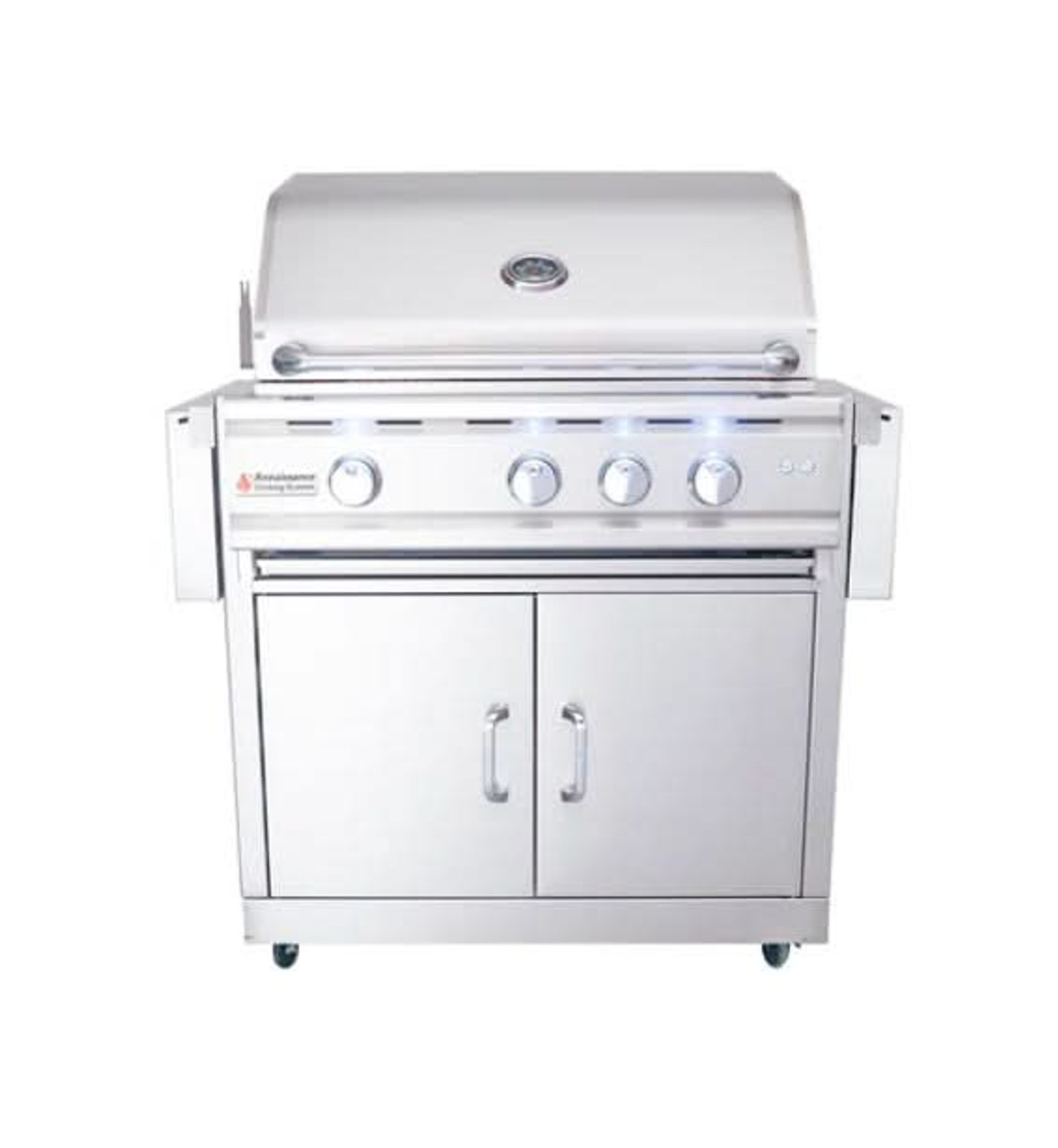 RCS Cutlass Pro - 30-Inch 3-Burner Freestanding Grill with Blue LED Lights and Rear Burner - Natural Gas - RON30A + RONMC