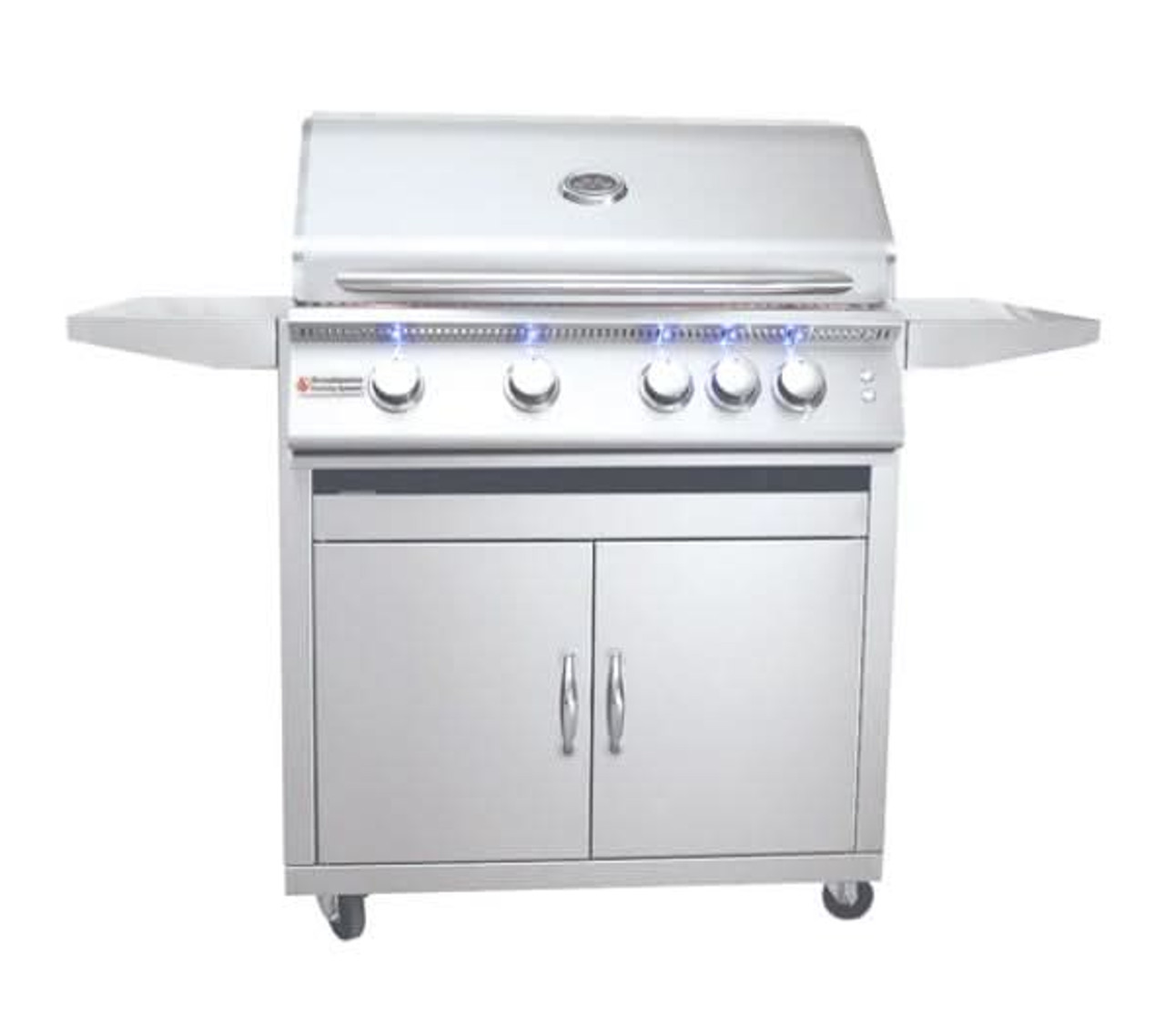 RCS Premier - 32-Inch 4-Burner Freestanding Grill with Blue LED Lights and Rear Burner - Liquid Propane Gas - RJC32ALLPCK