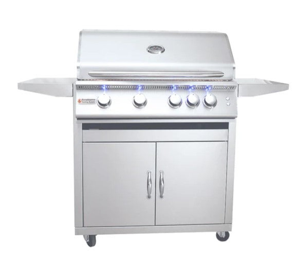 RCS Premier - 32-Inch 4-Burner Freestanding Grill with Blue LED Lights and Rear Burner - Liquid Propane Gas - RJC32ALLPCK
