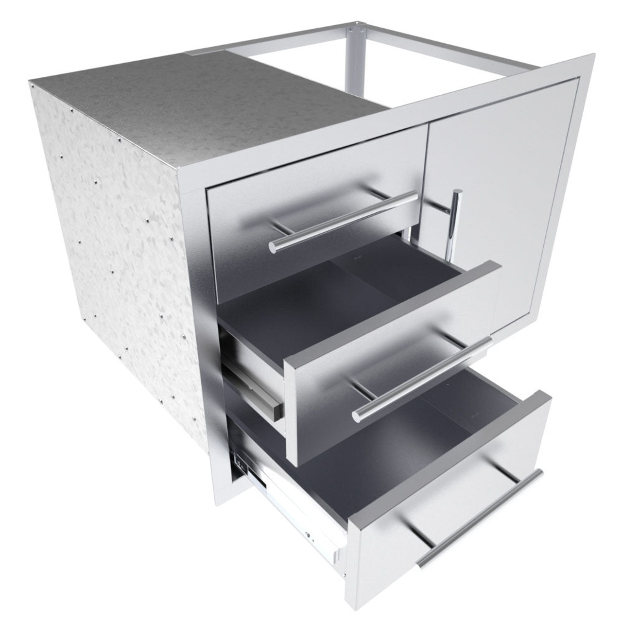 Sunstone 30 Inch Texan Series Triple Drawer Door Combo with Removable Support Frame - TEX-30TDDC