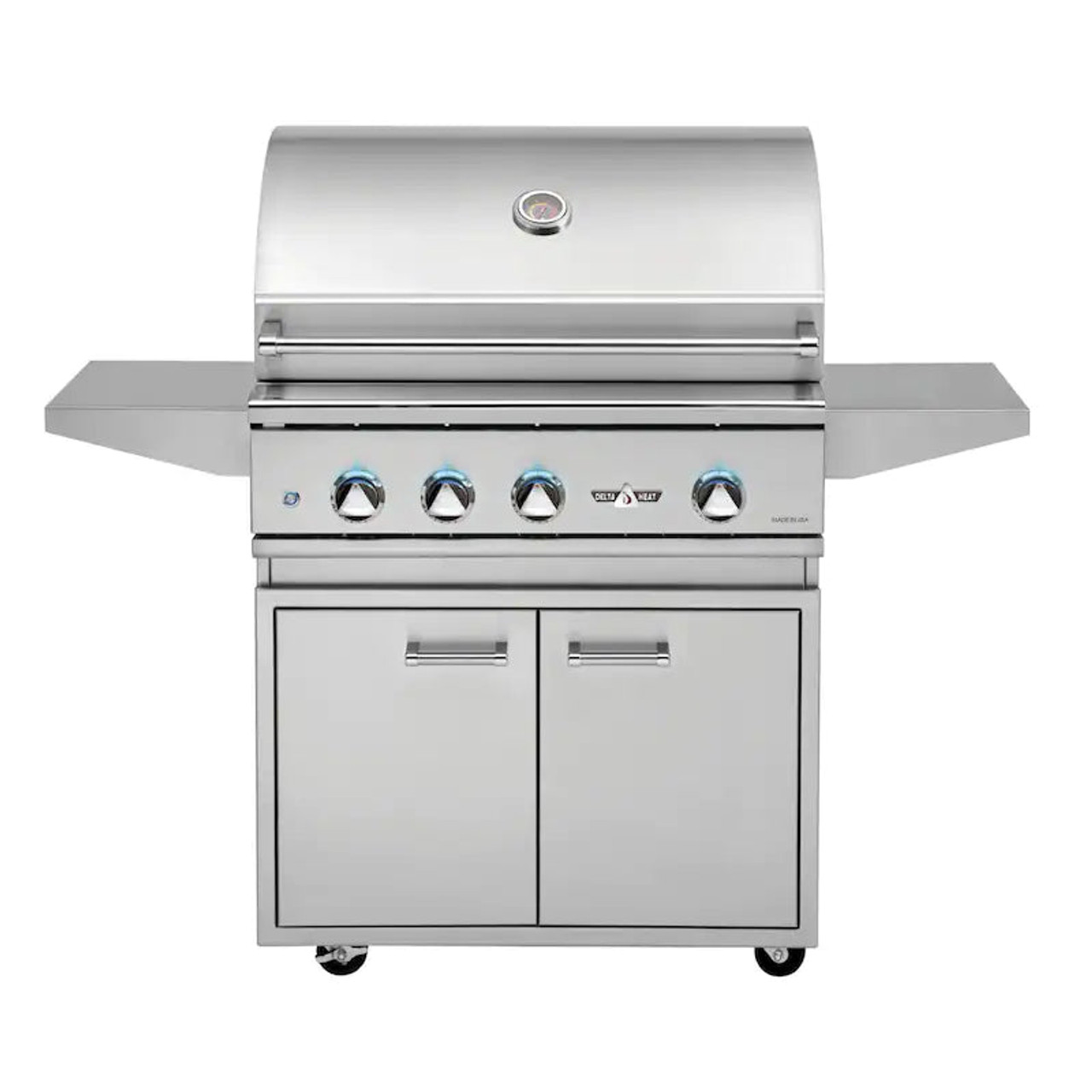 Delta Heat - 32-Inch 3-Burner Freestanding Grill with Infrared Rotisserie Burner - Natural Gas - DHBQ32R-DN + DHGB32-C