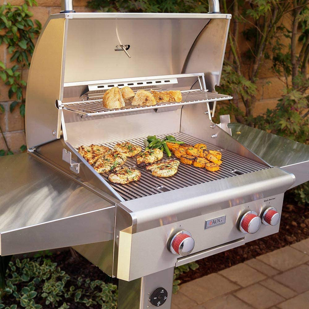 American Outdoor Grill L-Series - 24-Inch 2-Burner Freestanding Grill with Rotisserie on In-Ground Post - Liquid Propane Gas - AOG24PGL