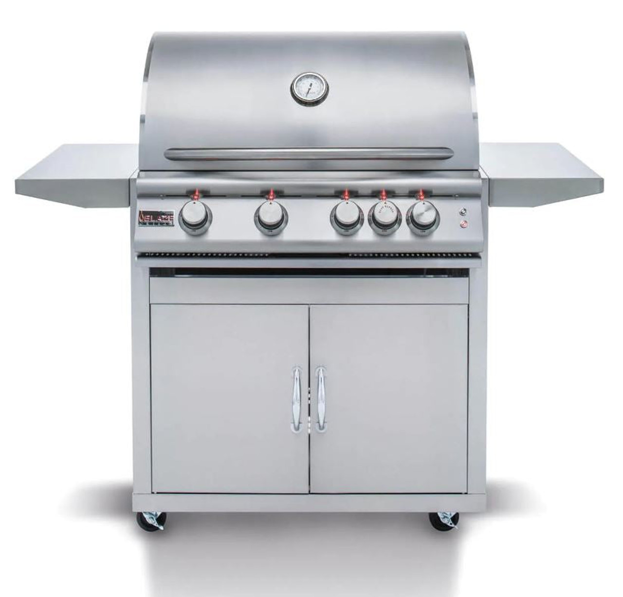 Blaze Premium LTE - 32-Inch 4-Burner Freestanding Grill - Liquid Propane Gas with Rear Infrared Burner & Grill Lights - BLZ-4LTE2-LP + BLZ-4-CART-SC