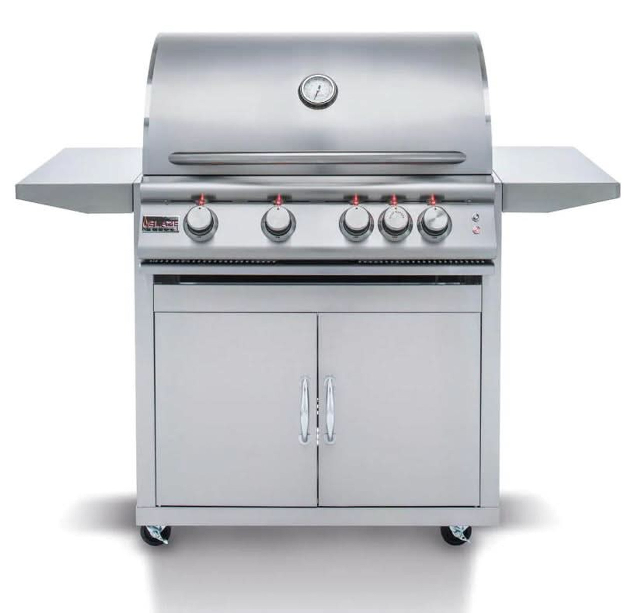 Blaze Premium LTE - 32-Inch 4-Burner Freestanding Grill - Liquid Propane Gas with Rear Infrared Burner & Grill Lights - BLZ-4LTE2-LP + BLZ-4-CART-SC