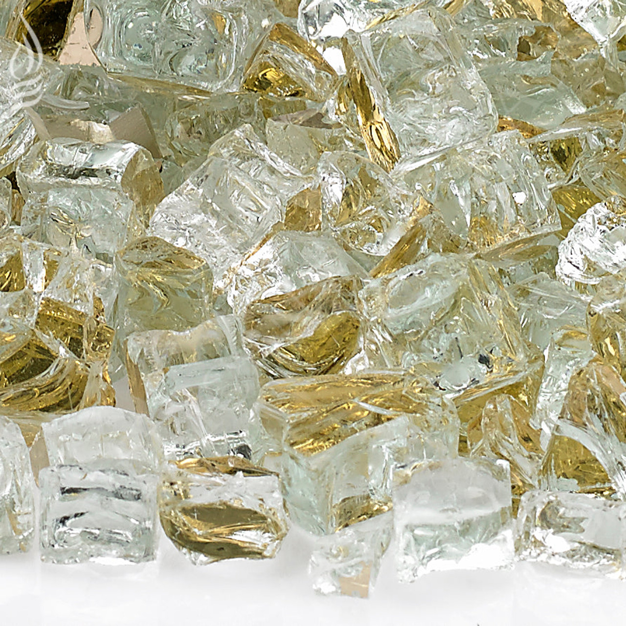 American Fire Glass 1/2" Gold Reflective, 10 lb. Jar Fire Glass - AFFGDRF1210J