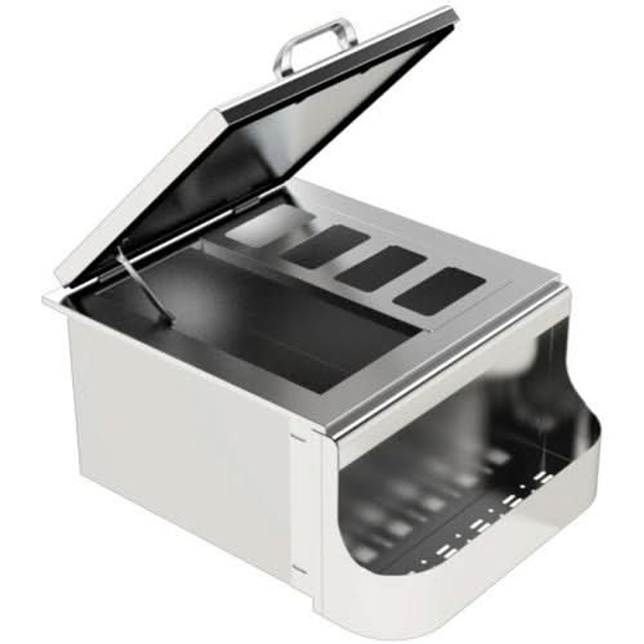 PCM 260 Series 18 Inch Slide In Ice Bin Cooler With Speed Rail & Condiment Holder - BBQ-260-18SI