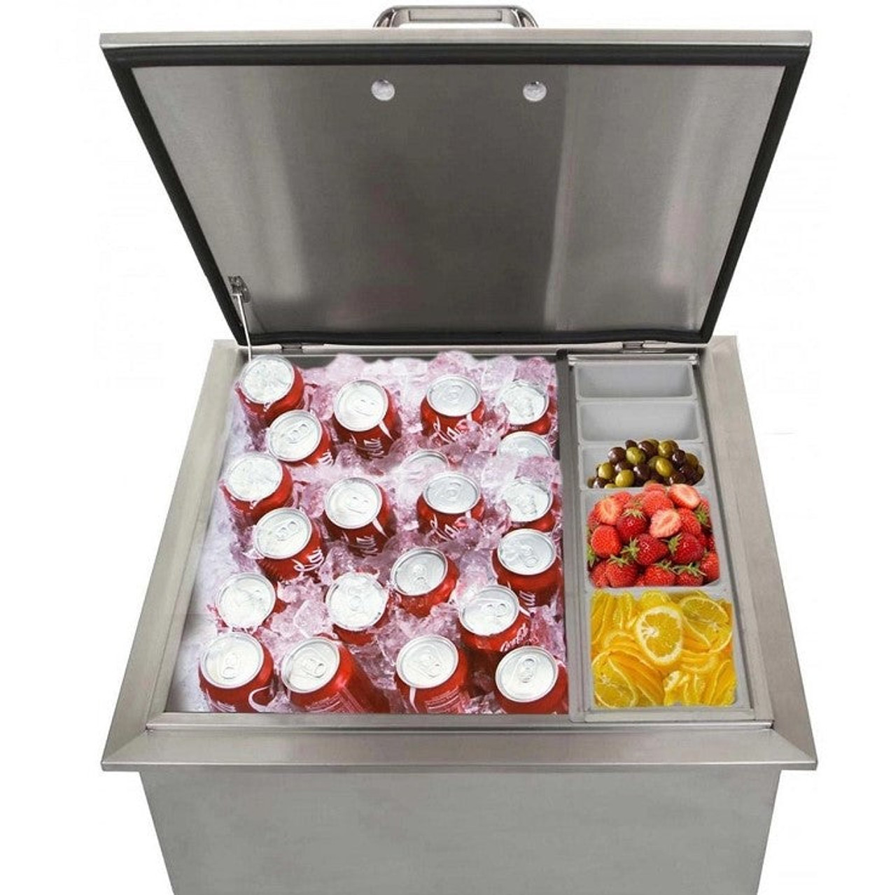 PCM 260 Series 18 Inch Drop In Ice Bin Cooler With Condiment Tray - BBQ-260-18DI
