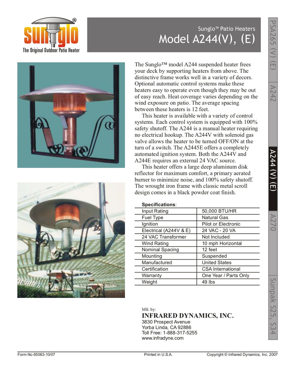 Sunglo Stainless Steel Patio Heater - A270SS