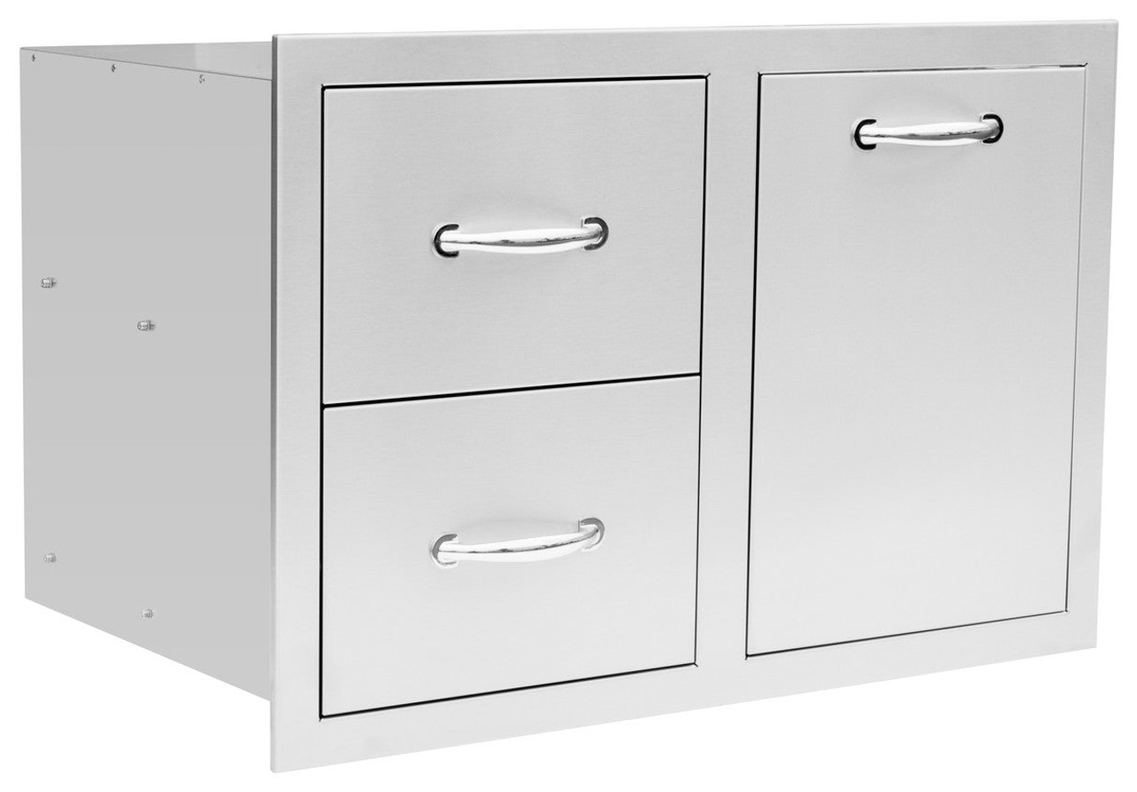 Summerset 30 Inch Stainless Steel Flush Mount Access Door & Double Drawer Combo - SSDC2-33