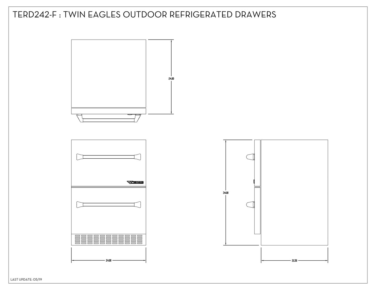 Twin Eagles 24 Inch Two Drawer Outdoor Refrigerator - TERD242-G