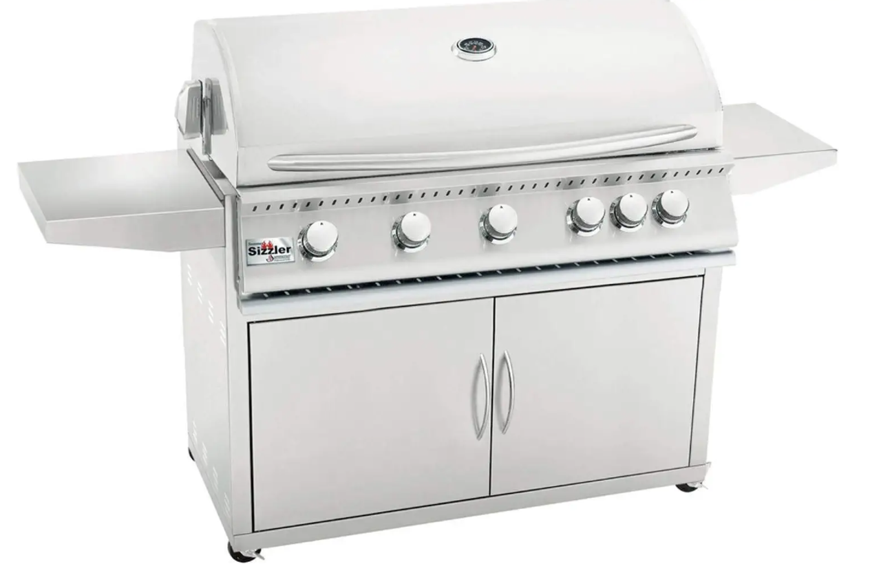 Summerset Sizzler - 40-Inch 5-Burner Freestanding Grill with Rear Infrared Burner - Natural Gas - SIZ40-NG + CART-SIZ40