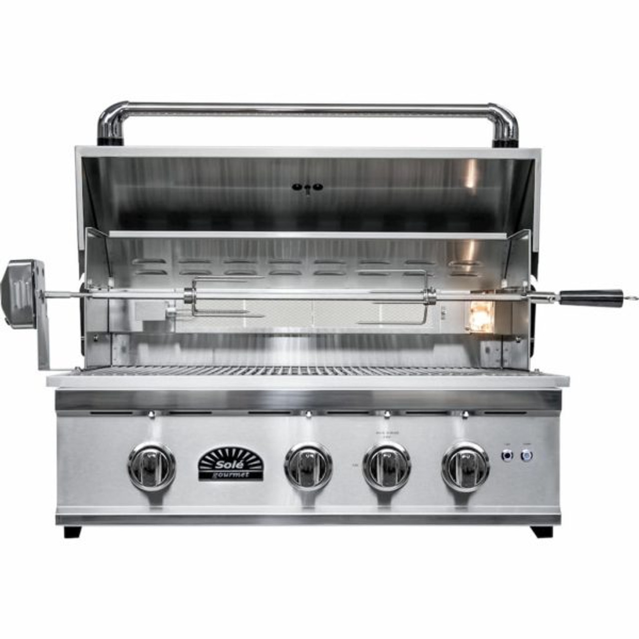 Sole Gourmet TR Series - 32-Inch 3-Burner Built-In Grill with Light and Rotisserie - Liquid Propane Gas - 321BQRTRLLP