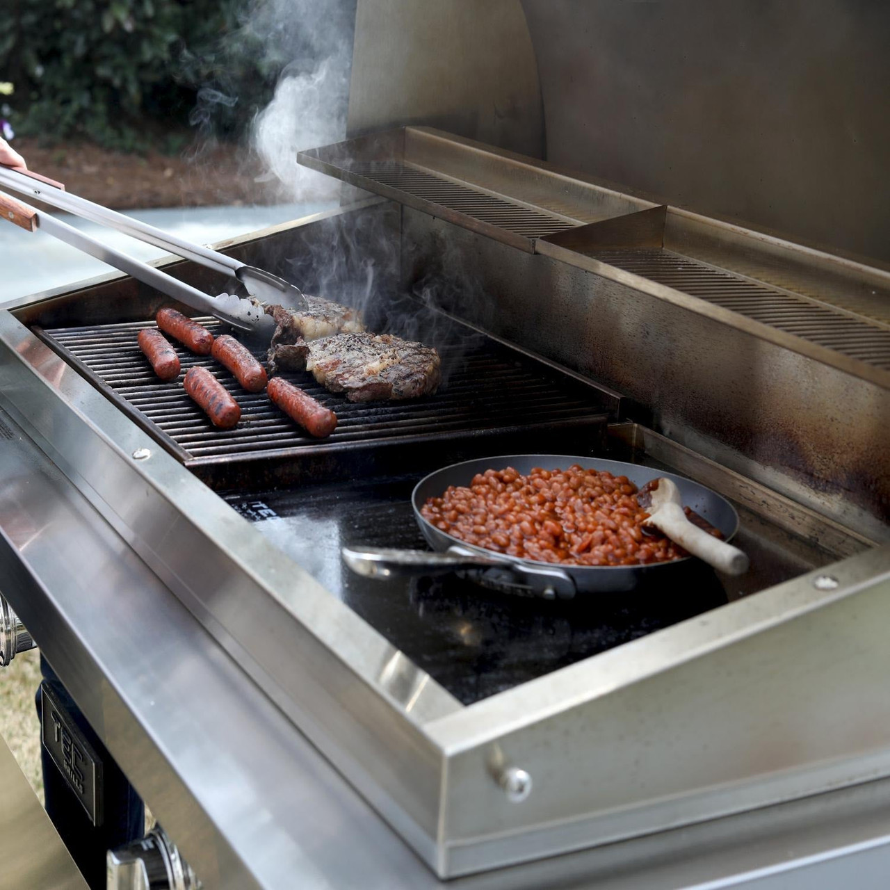 TEC Sterling Patio FR - 44-Inch 2-Burner Infrared Grill - Liquid Propane Gas on Stainless Steel Island - STPFR2LPISL