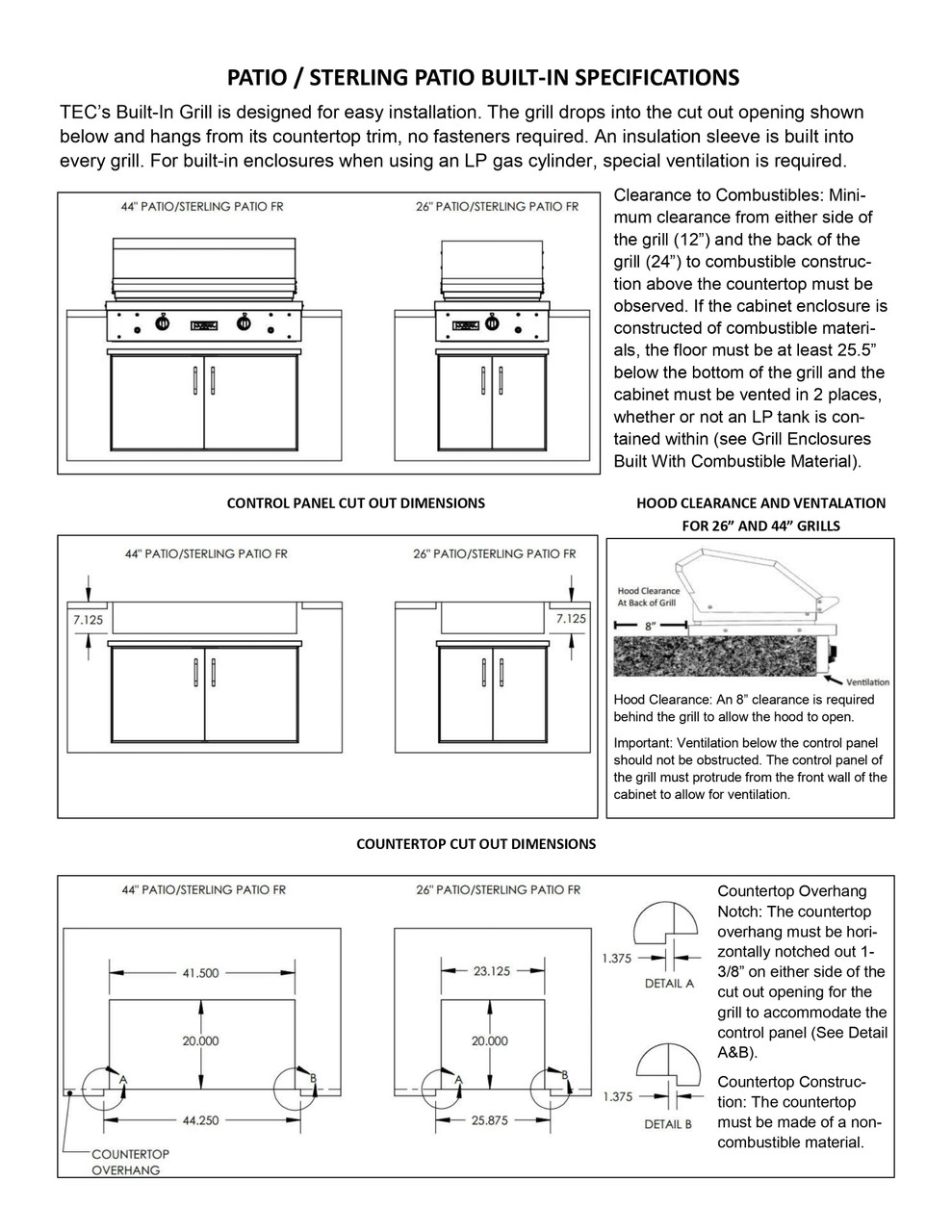 TEC Patio FR - 26-Inch 1-Burner Built-In Infrared Grill - Liquid Propane - PFR1LP