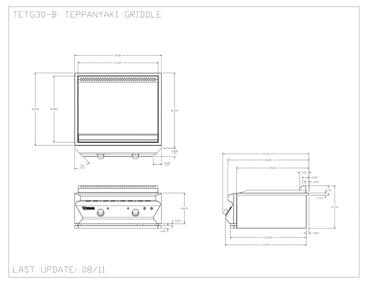 Twin Eagles - 30-Inch Teppanyaki Built-In Griddle -  Natural Gas - TETG30-CN