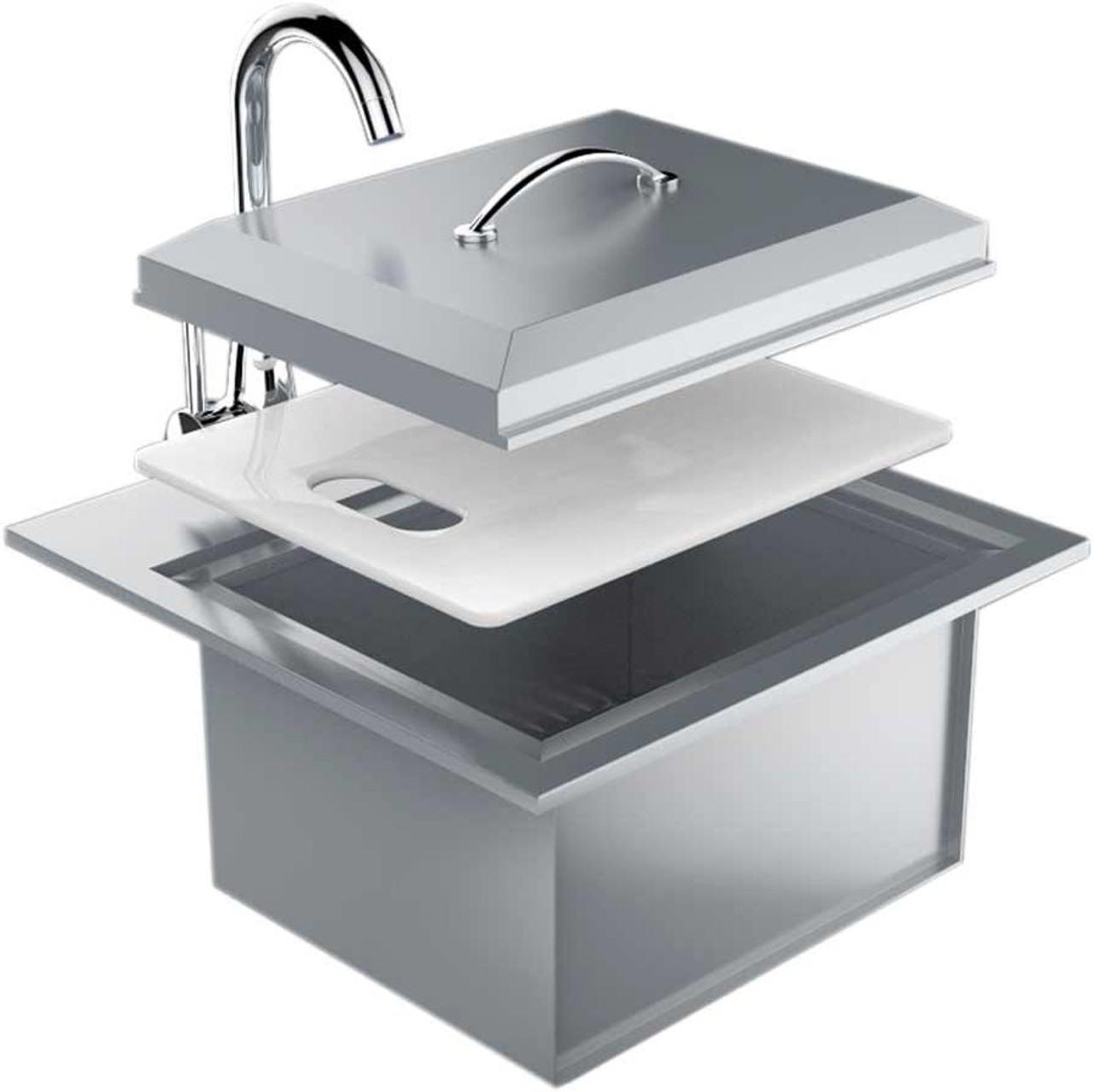 Sunstone Commercial Sinks with Lid and Cutting Board, 21 Inch - B-PS21