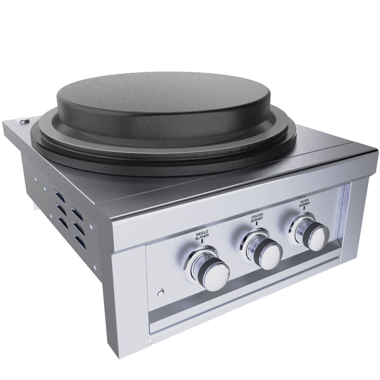 Sunstone 19" DIA. Solid Steel Flat Top Griddle w/non Stick Finish & Powder Coated Oil Pan - SUN24PCB-GRIDDLE