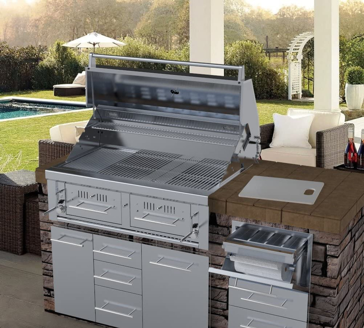 Sunstone Emerald - 42-Inch 2-Burner Gas Hybrid Dual Zone Grill - Charcoal/Wood Burning - EMCHDZ42